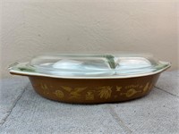 Vintage Pyrex Early American Divided 1.5q Dish