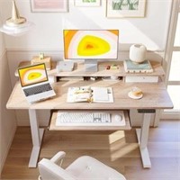 FEZIBO Desk  Adjustable  48x24 In  Maple