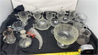 Clear cut glass creamer and sugar bowls including