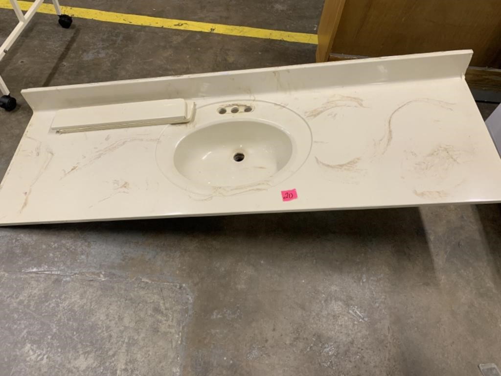 Marble sink top with back