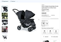N5065  Infans Double Baby Stroller, Foldable, Blac