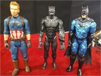 Captain America, Black Panther and Batman Figures