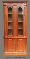 Resolute Hand Carved Mahogany Bookcase 44"W x 92"