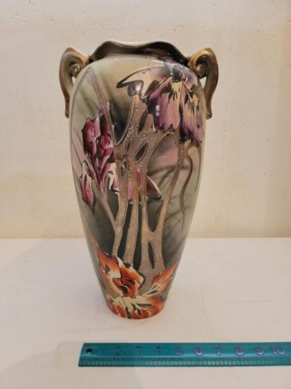 Original Hand Painted Nippon Vase Purple Floral