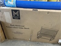 MM black hardwood npainted 4 ft glider bench