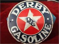 Derby Gasoline Metal Sign - 8" Round