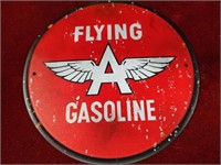 Flying A Gasoline Metal Sign - 8" Round