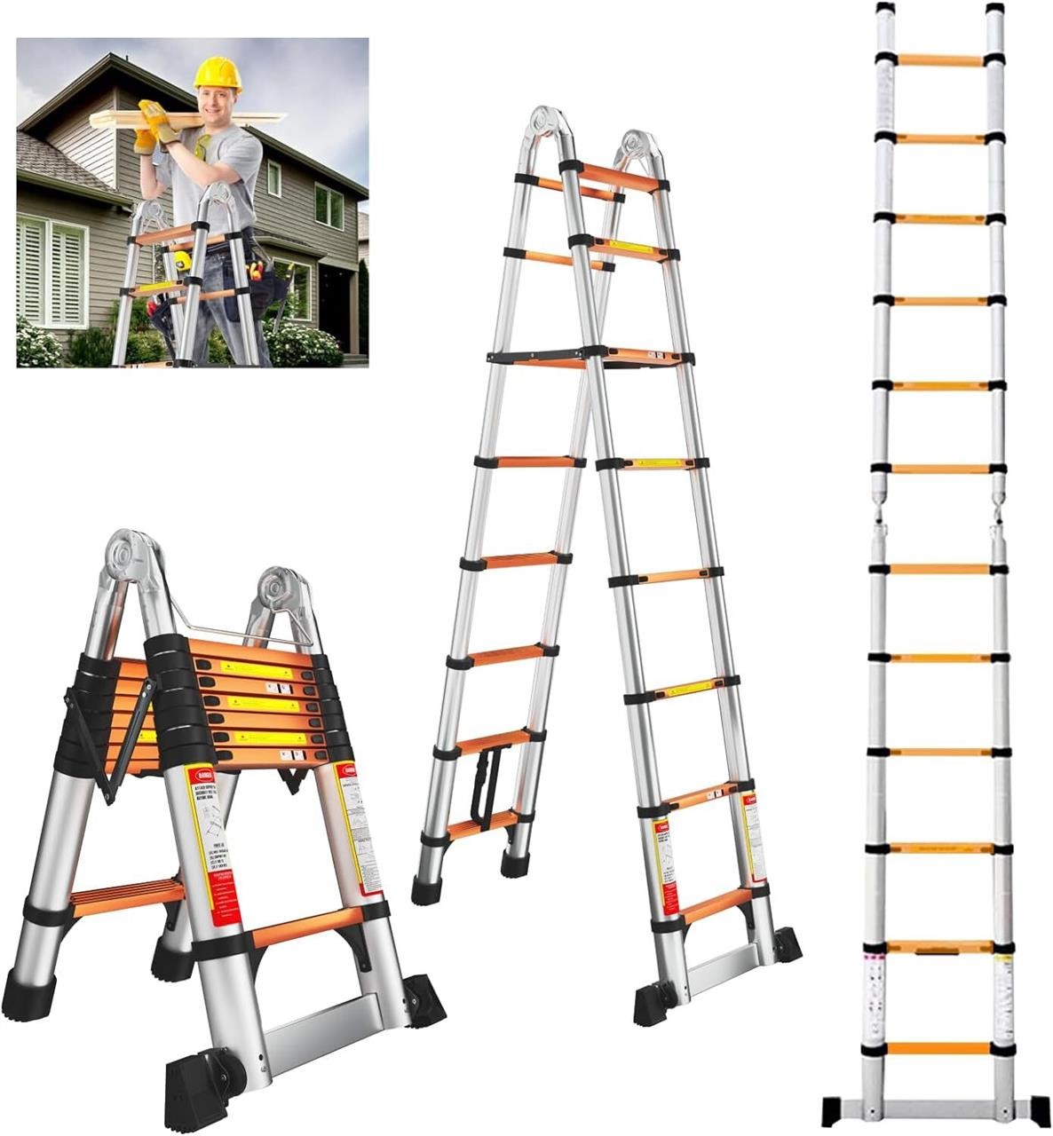 EvaStar 16.5FT Ladder  Aluminum  Orange