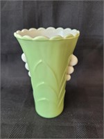 Vintage FireKing Green Milk Glass Vase