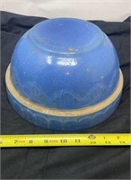 Blue Stoneware Mixing Bowl, has crack