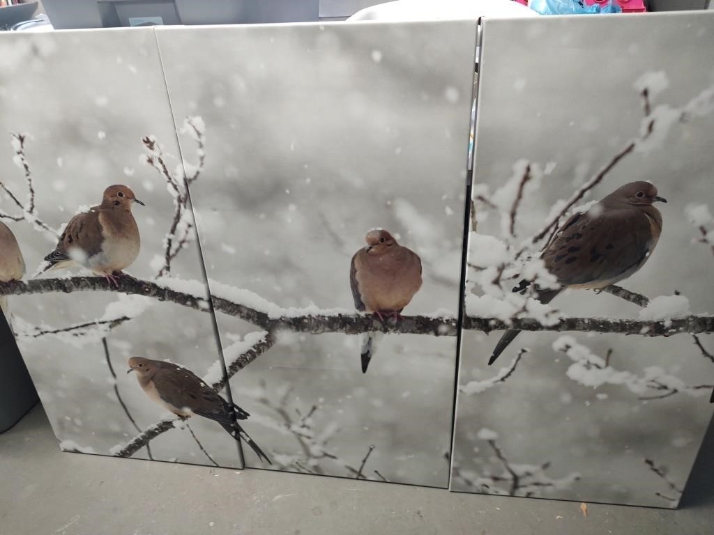 3 Canvas Print Snow Bird Scene - 60x40