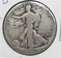 1942-D Walking Liberty Half Dollar Coin 90% Silver