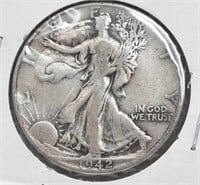 1942 Walking Liberty Half Dollar Coin 90% Silver
