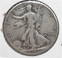 1945 Walking Liberty Half Dollar Coin 90% Silver