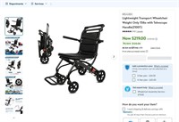 N5261  BROOBEY Transport Wheelchair, 15lbs, Z100T
