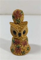Vintage Japanese Owl Bell Majolica Porcelain