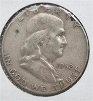 1952 Franklin Half Dollar Coin  90% Silver