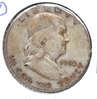 1952-D Franklin Half Dollar Coin  90% Silver