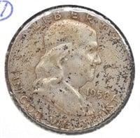 1958-D Franklin Half Dollar Coin  90% Silver