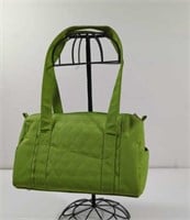 Green Canvas Purse with Polkadot inside