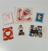 Vintage Valentine cards and one napkin