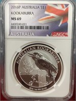 2016P Graded Australia $1 Coin - MS69 - Pure
