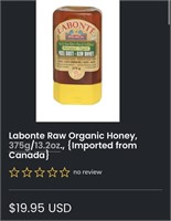 Labonte Raw Organic Honey, 375g/13.2oz