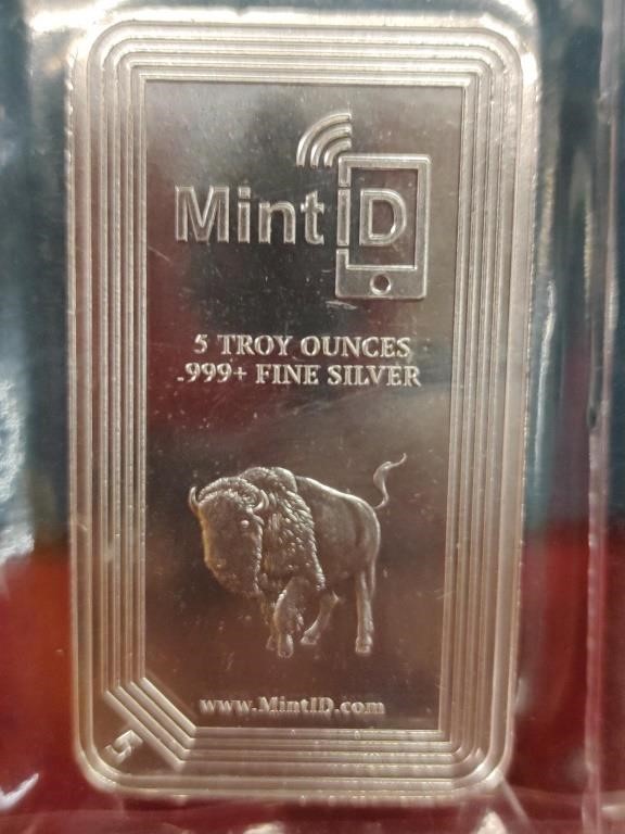 5 Troy Ounce Fine Silver Bar - Mint ID