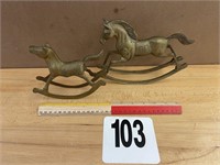 LOT OF 2 BRASS ROCKING HORSES