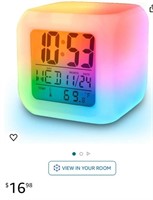 Digital Alarm Night Glowing Cube 7 Colors Clock