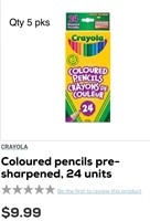 5 x  Crayola Pencil Crayons 24pk