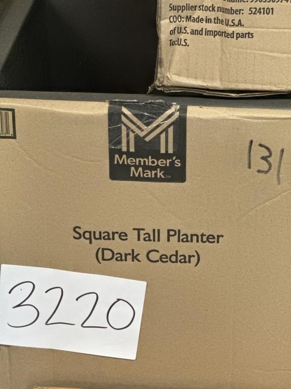 MM square tall planter darke cedar