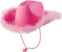 Pink Cowgirl Hat with Feather Boa