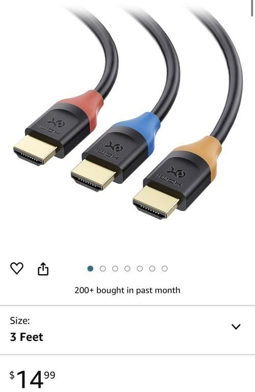 Cable Matters 3-Pack High Speed HDMI Cable 3 ft