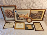Paintings, Picture Frames, Clock & Nwsppr Clipping