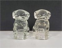 Pair of Hollow Clear Glass Puppy Figurines,