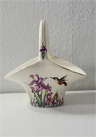 Hummingbird and Iris Porcelain Basket