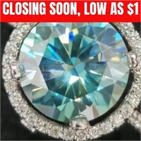 $7090 14K  Greenish Blue Moissanite(4.81ct) Diamon