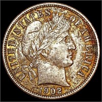 1902 Barber Dime NEARLY UNCIRCULATED