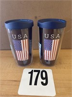 LOT OF 2 - 16OZ. USA TERVIS TUMBLERS