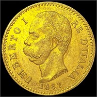 1882-R Italy .1867oz Gold 20 Lire UNCIRCULATED