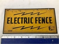 Tin Electric Fense Sign, 8”x4”