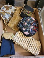 ASSORTED CLUTCHES, HAND BAGS, MISC