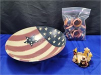Patriotic Bowl, Napkin Rings, Candle Holder