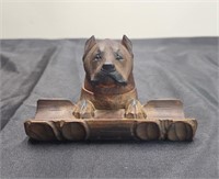 Black Forest Carved Dog Inkwell