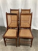 (4) Matching Wood Kitchen Chairs w/ Caned