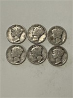 Mercury Dimes: 1920,1925,1926,1927,1928,1929