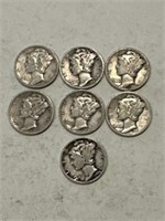 Mercury Dimes: 1936,1937,1938,1939,1940,1941,1942