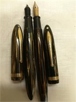 (2) Shaeffer Tan & Brown Fountain Pens