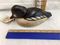 Wooden Duck Decoy-Goldeneye, 9”L
